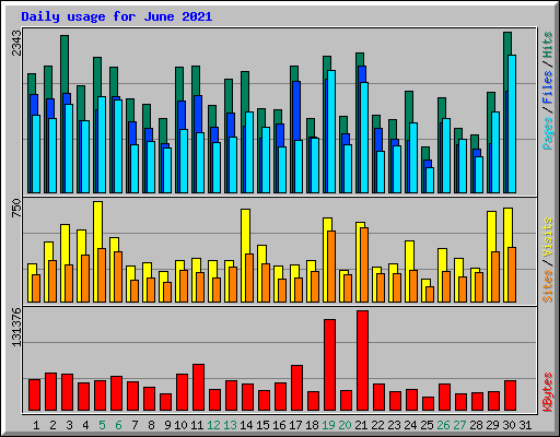 Daily usage for June 2021